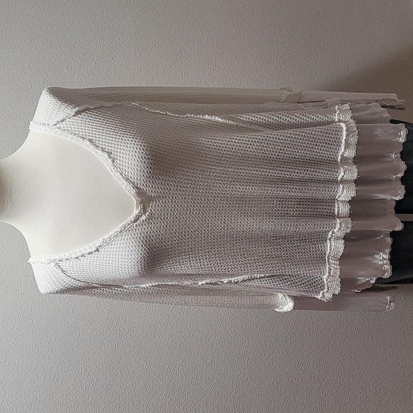 We The Free Sweaters - We The Free Free People Womens Extra Small Bohemian Casual V-Neck Waffle Top